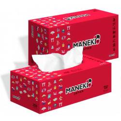 Салфетки бумажные "Maneki" RED, 2 слоя, белые, 250 шт./коробк