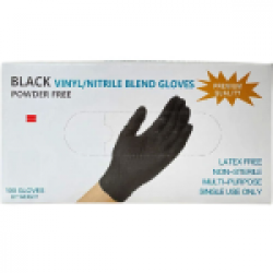 Перчатки нитрил-винил с текстурой на пальцах  100 шт (50 пар) XS черные