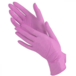 Перчатки нитрил-винил с текстурой на пальцах  100 шт (50 пар) S розовые