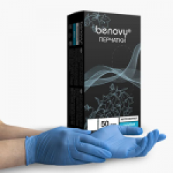 Перчатки нитрил-винил BENOVY голубой, размер S, 50(100 шт) пар