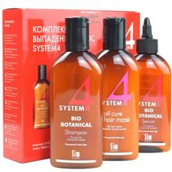 SYSTEM 4, Комплекс от выпадения волос (100 мл.): Терапевтическая маска О (100 мл) + Биоботанический Шампунь (100)+ Биоботаническая Сыворотка (100)