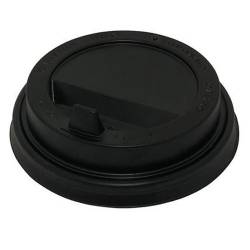 Крышка для стаканов, d 80мм, Черная., с питейником, (уп. 100 шт.)